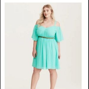 Torrid Chiffon Cold Shoulder Belted Skater Dress